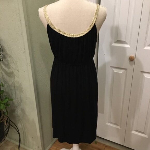 Style & Co Black Dress w/ Gold Braided Cord Trim - Picture 3 of 11